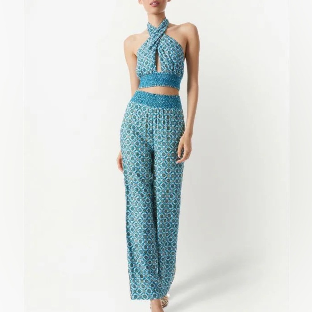 Alice and Olivia Russell Super High Waist Pant in Washed Geo